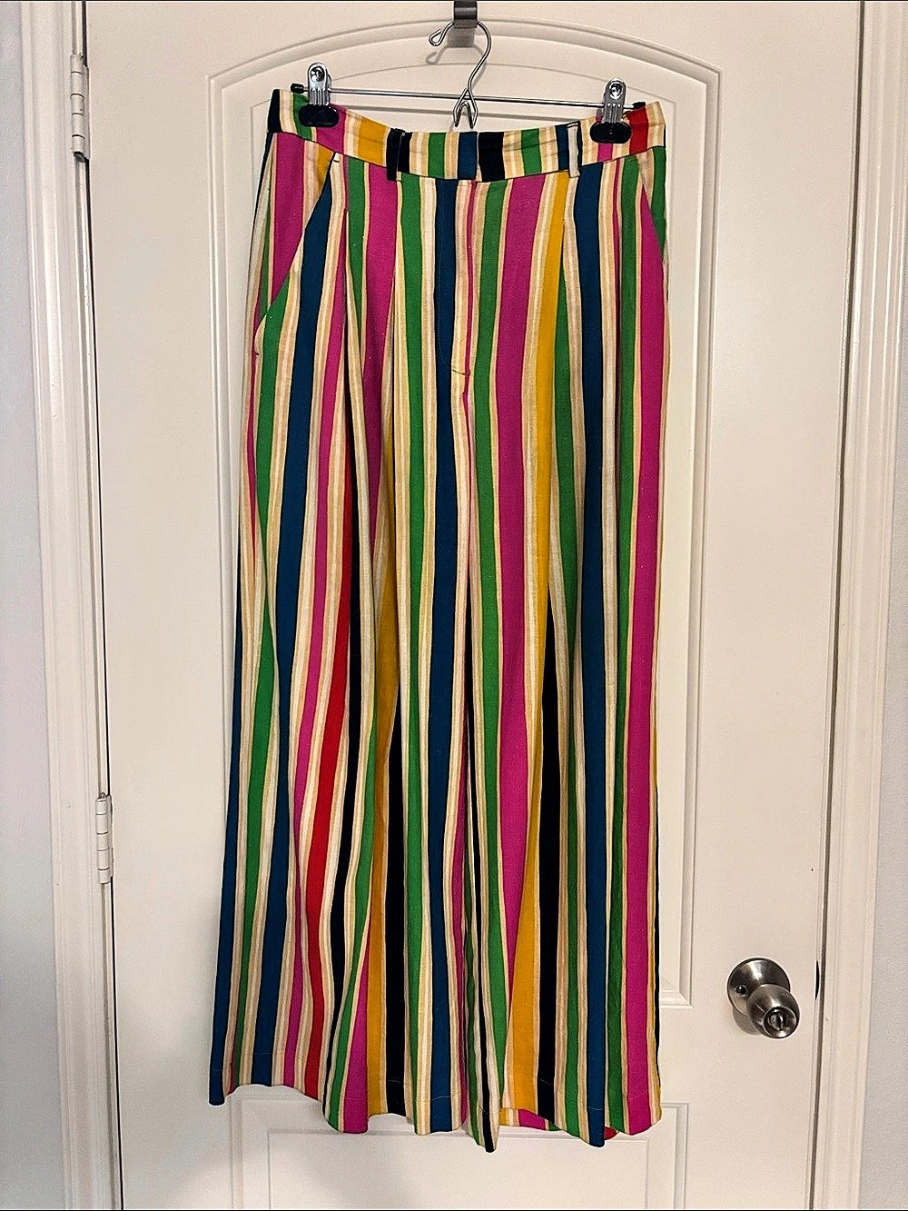 FARM Rio Stripes Multicolor Tailored Pants Wide Leg Pants, Small